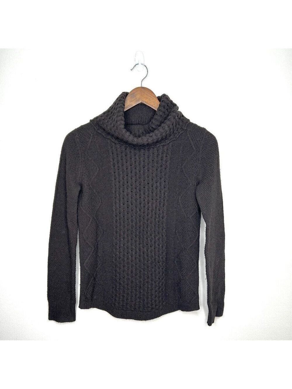Theory Grey Turtleneck Cable Knit Sweater Medium 100% Wool